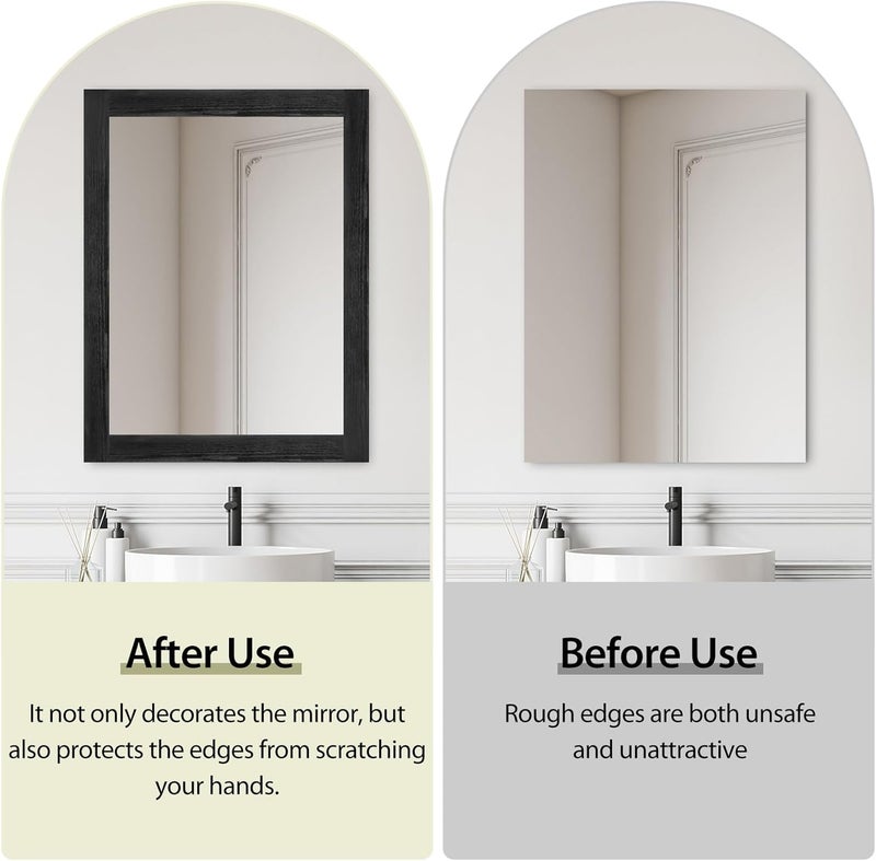 Rindion 45 FT Black Wood Grain Wallpaper Border, Removable Waterproof Mirror Frame Border, Self Adhesive Kitchen Bathroom Mirror Frame Sticker (3.94Inch X 45.9 Ft) - Image 3